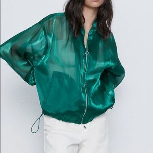 Zara green bombers sweater